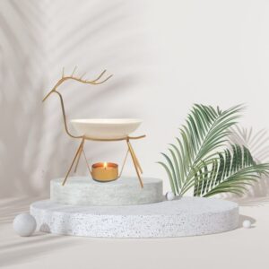 difuzor aromaterapie deer cu vas ceramic bază metal auriu decorativ design minimalist ceară parfumată Scent Moods