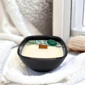 Lumânare parfumată cu cristale agat verde aventurin Alice in Wonderland handmade